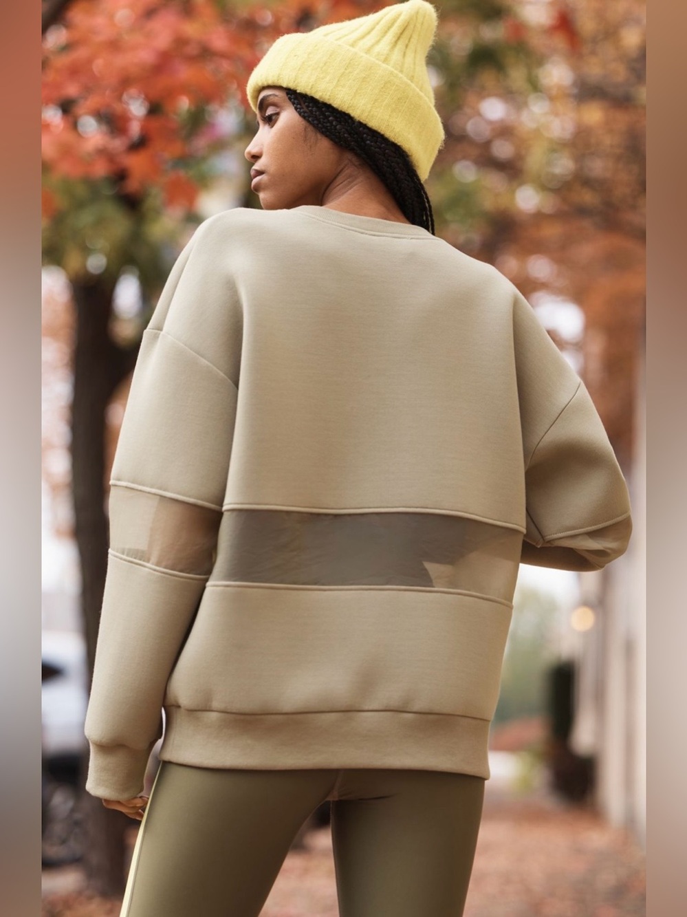 Anthropologie Mesh Paneled Sweatshirt in Olive (Price Firm)